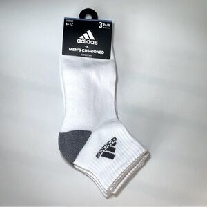 Adidas men’s quarter socks 3 pairs size 6-12 white gray